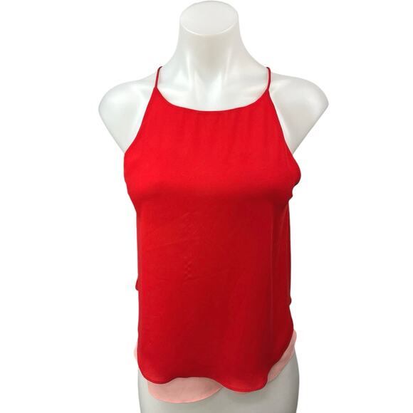 Zara Trafaluc Red Pink Layered Cross Back Lightweight Cami Tank Top Size XS - Picture 1 of 4